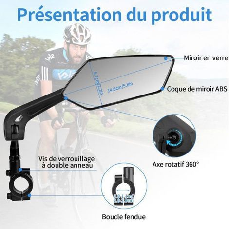 Rétroviseurs Pour Vélo Électrique - Pliables - Compatible Guidon 20-24 mm - Miroir Verre HD 5,7 Pouces - Par Paquet De 2 (1/5)