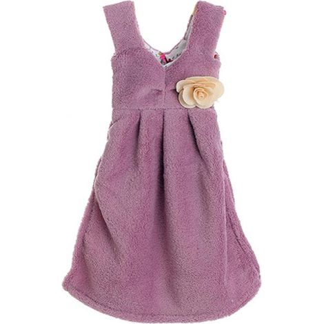 Serviette De Main En Polaire Corail - Design Jupe Suspendue - Absorbante Pour Salle De Bain Et Cuisine - Violet (1/2)