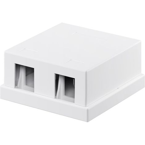 Goobay 79366 Keystone – Carcasa vacía Keystone, conexión de Enchufe sistemática, 2 Puertos, para Cat, Sat, LAN, HDMI, USB, Blanco