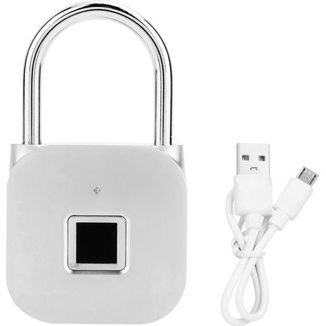 Cadenas à empreinte digitale en alliage de zinc étanche IP55 sans clé reconnaissance rapide 0.5s batterie lithium longue durée compact argenté pour porte sac (1/5)
