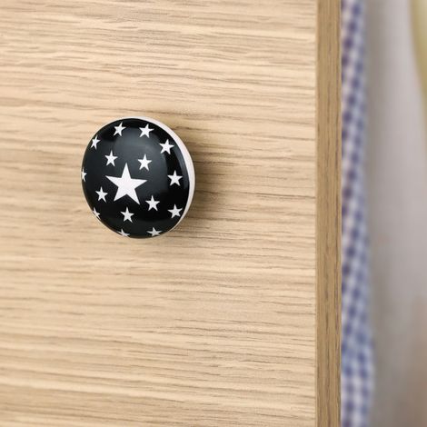 Ouvre&Déco – Bouton de meuble SIRIUS, Porcelaine blanc noir Ø35 mm (1/5)