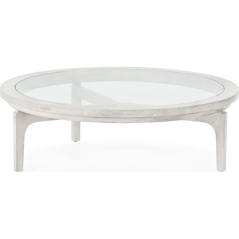 Mesa De Centro 100X100X32 Madera Gris Velado/Cristal (1/3)