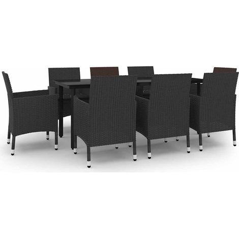 Maison Exclusive - Set da Pranzo da Giardino e Cuscini 9 pz in Polyrattan e Vetro (1/5)