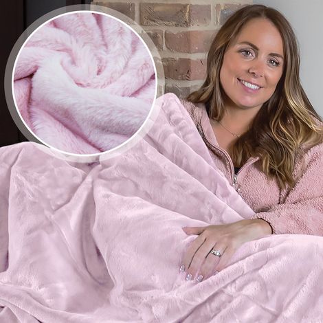 Dreamcatcher Faux Fur Throw 160x130cm Soft Blanket Throw Pink (1/5)