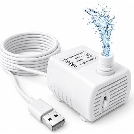 Pompe Fontaine à Eau Chat de Rechange Mini Pompes Filtre Aquarium Débit D'Eau Réglable Universelle Compatible avec Animaux de Compagnie Aquarium Culture Hydroponique (1/5)