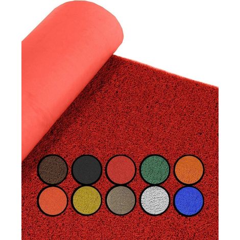 JARDIN202 - Felpudo de Rizos PVC Vinílico Gran resistencia y calidad Perfecto para entradas y recepciones 1,22 x 4 m (Rojo con base)