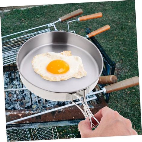 15 cm große Camping-Bratpfanne aus reinem Titan, 700 ml, ultraleicht, mit klappbarem Griff, geeignet für Outdoor-Aktivitäten und Rucksackreisen (1/4)