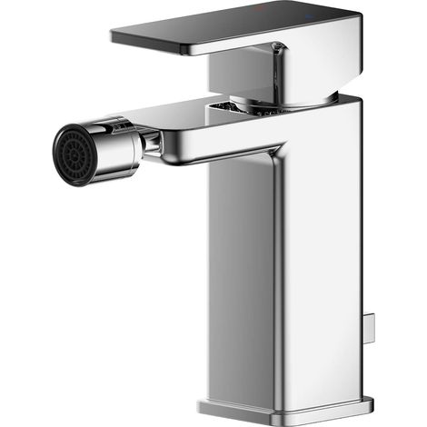 Square Mono Bidet Mixer Tap With Pop Up Waste Chrome