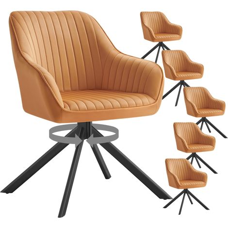 Chaises Salle à Manger Rembourrées, Lot de 6, Velours, Pivotantes (1/5)