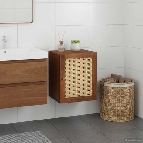 Meuble de salle de bain mural avec 2 étagères marron 38 x 33,5 x 48 cm - PANGIVO (1/5)
