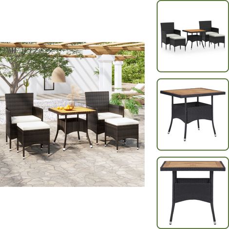 Sillas de jardín - vidaXL Set comedor jardín 5 pzas ratán sintético y madera acacia negro - Set comedor