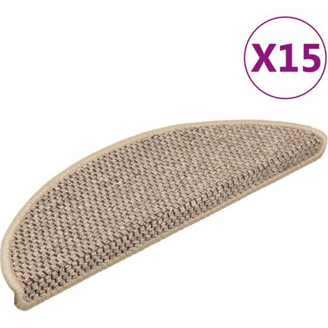 Maison Chic – Lot de 15 tapis d'escalier autocollants 56x20 cm – Aspect sisal – Antidérapants et insonorisants – Installation facile avec bandes adhésives