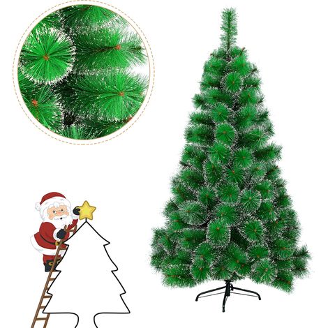 AUFUN Sapin de Noël artificiel (180cm, Vert Aiguilles de sapin + effet neige) (1/5)