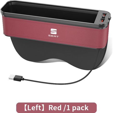 (Pour gauche rouge) pour SEAT Ibiza Arona Ateca Cordoba Alhambra Mii Tarraco Leon Series Boîte de rangement pour siège de voiture Boîte de rangement en cuir Accessoires (1/5)