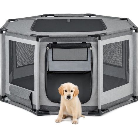 Dog Enclosure, PVC Tube Structure, Breathable Oxford Fabric, Mesh Netting, Zipped Door, Indoor/Outdoor (1/5)