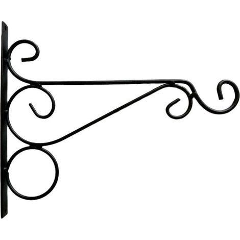 Ensemble de 2 supports de panier suspendus d'extérieur noirs, crochets suspendus pour plantes en fer Vintage, support de jardin mural de 25cm de Long (1/4)