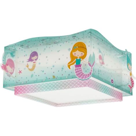 Plafonnier enfant Sirènes Mermaids, Lustre chambre Enfant, Lampe de Plafond enfant, 63446, E27 (1/3)