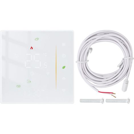 Thermostat intelligent domestique programmable avec application et commande vocale pour chauffage au sol électrique, régulateur de température compatible ZigBee AC 95-240 V, blanc (1/5)