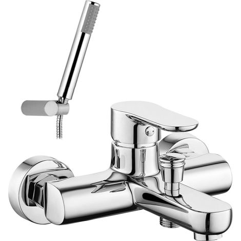 Miscelatore vasca esterno in ottone cromo lucido completo di set doccia Selma (1/2)
