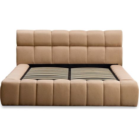Lit Coffre Matelassé en Tissu "Seth" 180x200cm Beige (1/4)