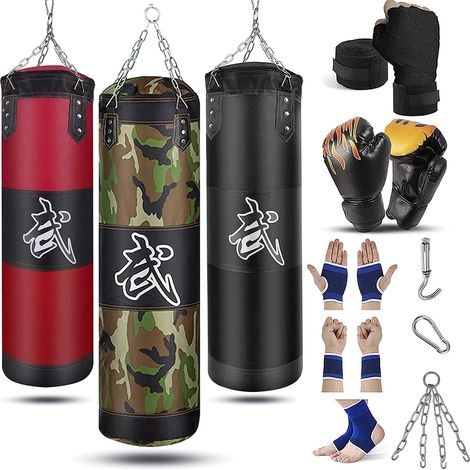 Sac de Frappe Lourd pour Adultes, Jeunes Enfants – Sac de Boxe intérieur/Jardin Non rempli avec Gants de Frappe, enveloppes, chaîne, Crochet de Plafond pour MMA, Kickboxing, Muay Thai (1/5)