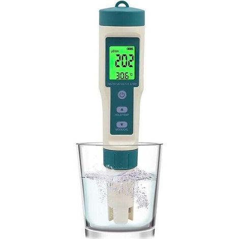 pH-mètre électronique 8 en 1 pour piscines, testeur de pH/TDS/sel/SG/ORP/EC/température/H2, testeur de qualité de l'eau pour piscines, spas, aquariums, eau potable et hydroponie (1/4)