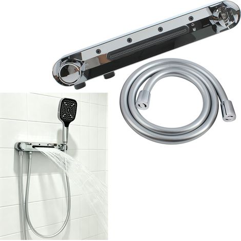 Système de douche sans perçage, Colonne de douche avec fonctions Cascade Latérale et jet, Un choix idéal pour les salles de bains des maisons et des hôtels (Chromage) (1/5)