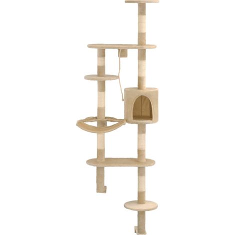 Arbre à chat，Jouets pour chat，Arbre à Grimper avec griffoirs en sisal Montage mural 194 cm Beige CFW13912 (1/5)