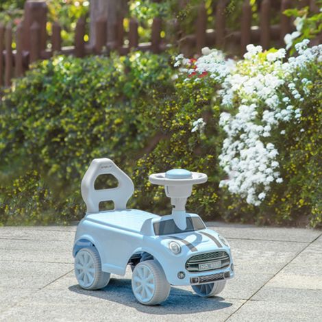 Coche Correpasillos con Volante Bocina y Sistema de Antivuelco Carga 25 kg 53x25x35 cm Azul Claro (1/5)