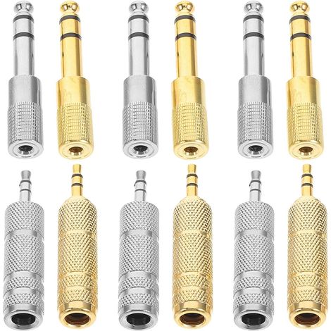 12pièces Adaptateur Jack vers Femelle Métal pour Casque Audio Convertisseur Stéréo Compatible avec Smartphone Amplificateur et Guitare (1/5)