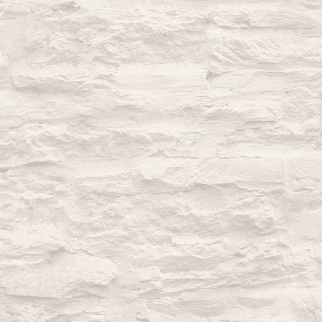 Papier peint vinyle intissé pierre blanche – Décoratif trompe l'œil bord de mer – Dimensions 10,05 x 0,53 m – Raccord sauté 64/32 cm – Bricoflor