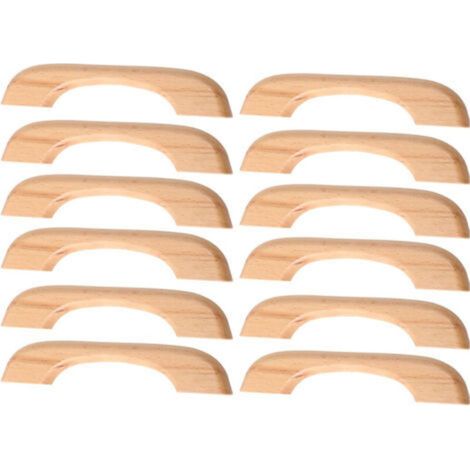 10 Pcs Wooden Furniture Handles Drawer Pulls Door Knobs Cupboard Handles for Kitchen Cabinet Dresser (127mm Total Length, Wood Color) (1/5)