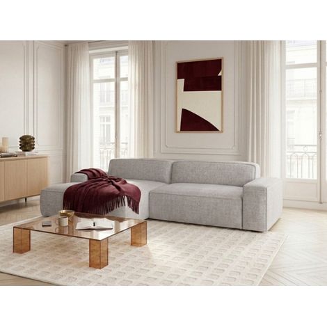 BOBOCHIC - Canapé d'angle convertible avance-recule électrique ABEL tissu chiné Angle gauche Gris (1/5)