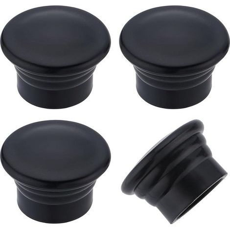 4 Cache-Tringle à Rideau Noir,Embouts de Rideau,Embouts de Rideau en Plastique de 28mm en Forme de Colonne,Têtes D'Embouts Décoratifs de Remplacement pour Maison Bureau Tringle Romaine (1/5)
