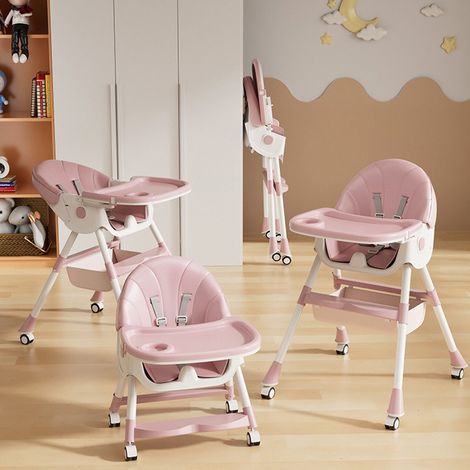 3-in-1-Hochstuhl, verstellbar, mit 5-Punkt-Gurt, ab Geburt bis 6 Jahre, 20 kg, Rosa (1/5)