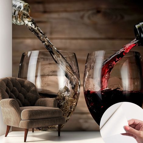 Fotomurale adesivo - parete decorativa - decorazione casa - stile moderno parete - Bicchieri di vino 250x250 cm (1/5)