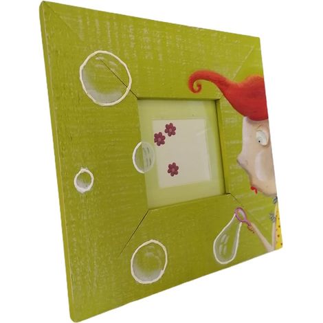 Porta foto da tavolo album cornice verde per bimbi bambini ritratti 7x7cm legno moderno vintage bellissimo e particolare (1/5)