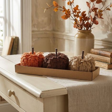 3 Pack Autumnal Decorative Textured Pumpkin Set (1/2)
