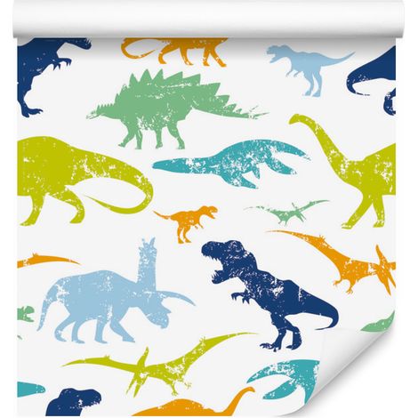 Carta da parati con dinosauri colorati per soggiorno e camera da letto, 50x1000 cm (1/5)