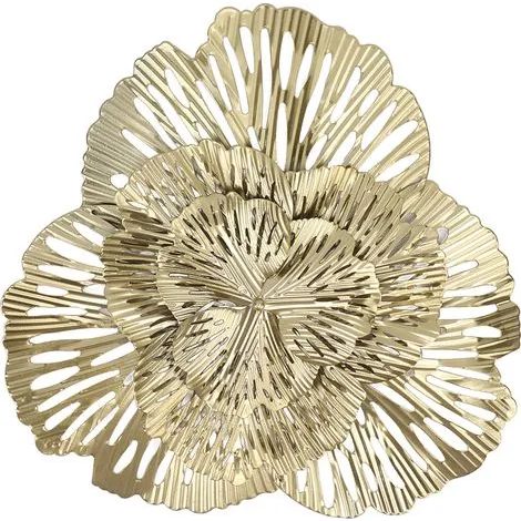 Décoration murale en métal, sculpture murale triangulaire moderne et élégante en fer représentant une fleur de ginkgo en 3D, idéale pour le salon, la chambre ou le hall d'entrée (Type B). (1/3)