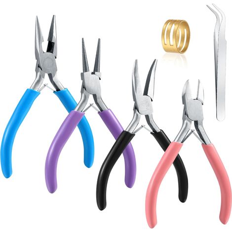 Ensemble de Pinces à Bijoux, Trousse Outils de Fabrication de Bijoux, Pinces à Becs Aiguilles, Pinces à Bec Long, Pinces à Becs de Chaîne, Coupe-fil, Pinces à Bijoux (1/5)