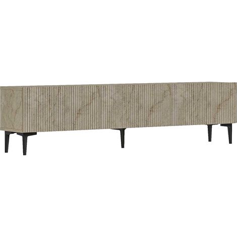 Asir Group Llc – Meuble TV Travertin 180 cm – Aggloméré mélaminé 18 mm – Design moderne et épuré – Rangement spacieux pour salon (1/4)