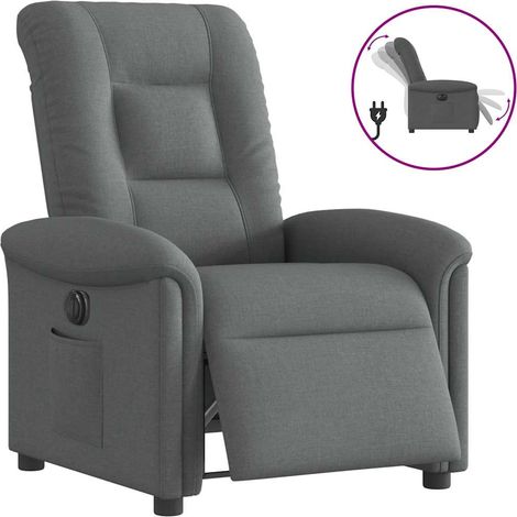 Sillón reclinable eléctrico de tela gris oscuro