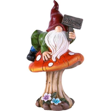 Panneau de bienvenue en forme de champignon, décoration de jardin, art de cour, ornement de pelouse extérieur (1/4)