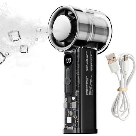 Ventilateur À Main Rafraîchissant - Transparent 100 Vitesses Réglables Portable USB Rechargeable Mini Ventilateur Personnel Portable - Pour Hommes Femmes Maison Voyage Dortoir Camping Bureau (1/5)