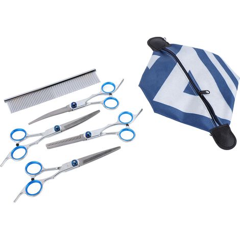 Kit de ciseaux de toilettage pour animaux de compagnie, ciseaux de coupe pour chiens avec peigne, ensemble de ciseaux de toilettage professionnels (1/5)
