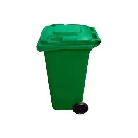 IBEROGARDEN  Contenedor con ruedas 120L  con mango antideslizante  Fácil transporte y durabilidad   color verde (1/5)