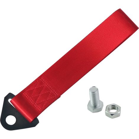 Remorque de voiture de course Sport Corde Sangle de remorquage, remorqueur haute résistance pour l'avant et l'arrière (rouge) (1/5)