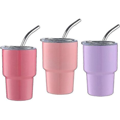 Lot de 3 gobelets à paille avec couvercles, verres à double paroi (1/5)