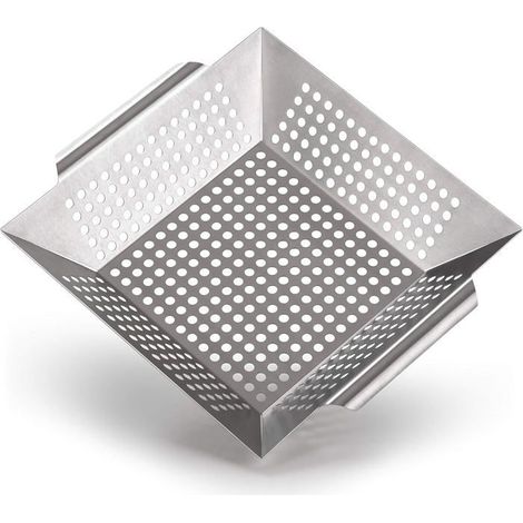 Bol à barbecue 100 % acier inoxydable – pour légumes grillés, convient à tous types de barbecues, 29,5 x 29,5 x 6 cm (grand format) (1/5)